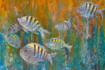 School of Striped Fish